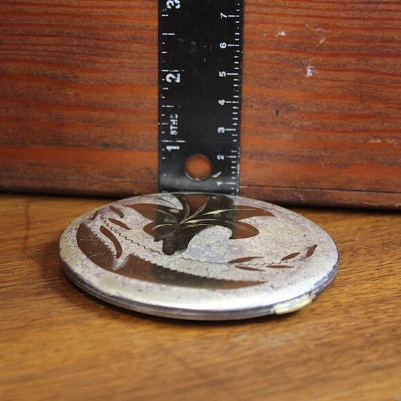 1930s Silver & Gold Tone Powder Compact With Mirror - Picture 9 of 10